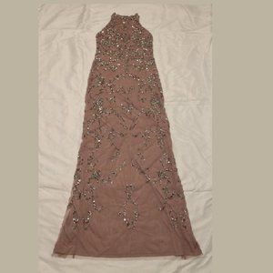 New Adrianna Papell Floral Beaded Halter Dress